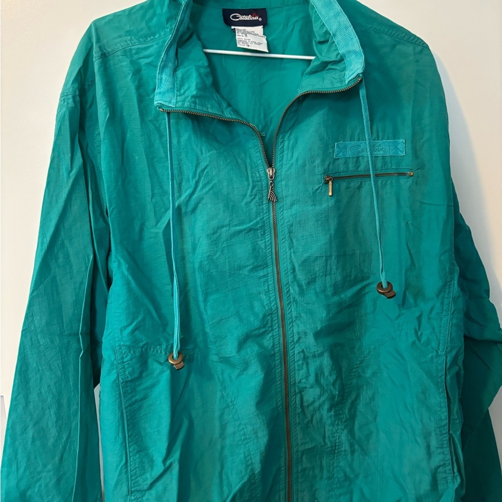 Vintage Catalina Women's Teal Utility Windbreaker Jacket Size Large